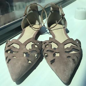 ZARA LaserCut Leather Flats w/ Ankle Strap 💐